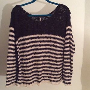 Black and White Stripe Free People Sweater