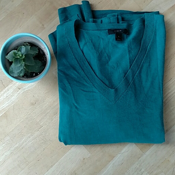 J.Crew Teal Merino V-Neck Sweater