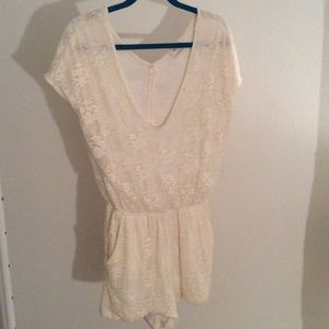 Urban Outfitter ivory lace romper
