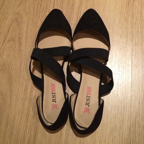 Just Fab Black Strappy Flats