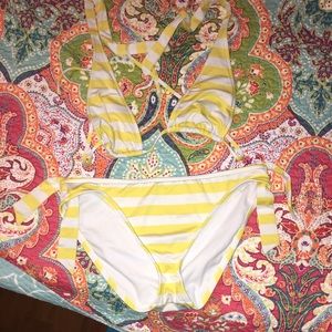 Yellow striped bikini