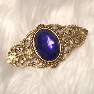 Beautiful gold  and blue crystal brooch
