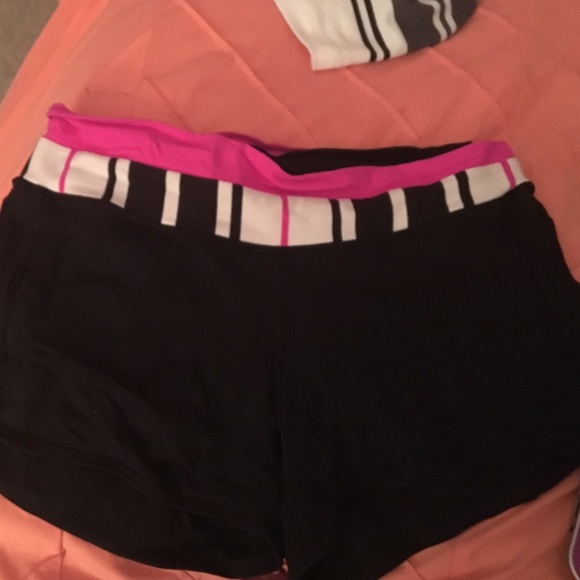 Luluemon size 8 black striped shorts