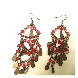 *5/$25 sale* Pink & Gold Chandelier Earrings