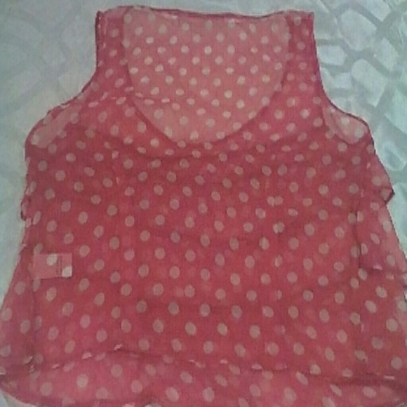 SCOOP RED POLKA DOT TIERED SLEEVELESS TUNIC S - Picture 4 of 4