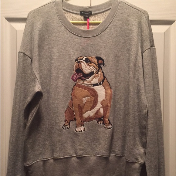 Cute grey slouchy pug sweater