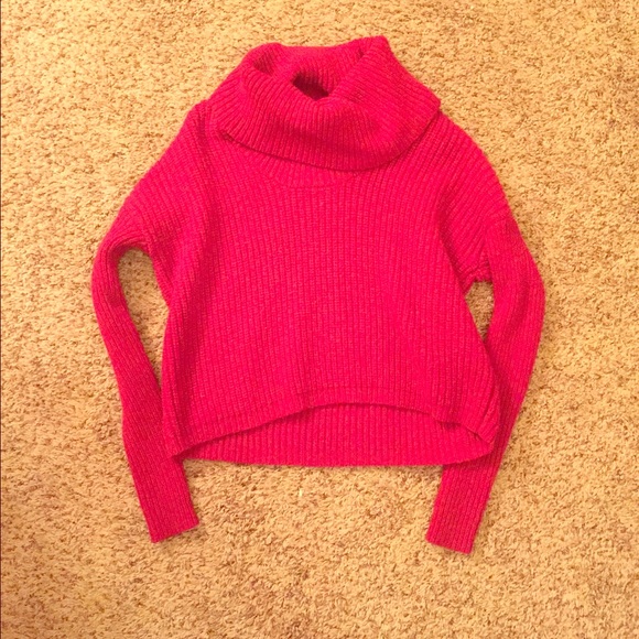 Red cowl-neck sweater