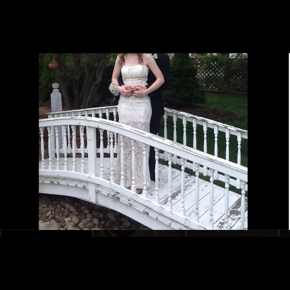 Lace Champagne colored My Michelle Prom Dress