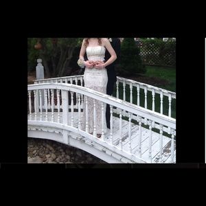 Lace Champagne colored My Michelle Prom Dress