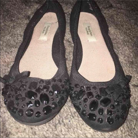 Black Vera Wang Bling Flats