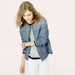 Lou & Grey Chambray Bomber Jacket Size XXS | NWT