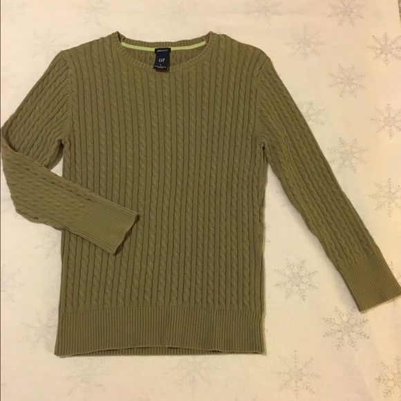 GAP Stretch Green Pullover Cable-Knit Sweater