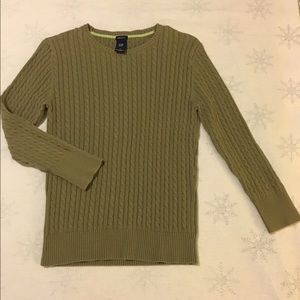 GAP Stretch Green Pullover Cable-Knit Sweater