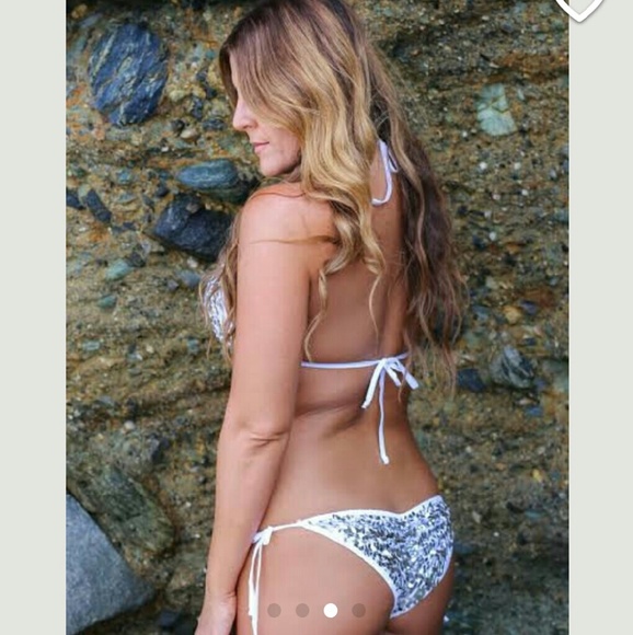 White Sequin Bride Bikini with Bling Hearts - Picture 4 of 4