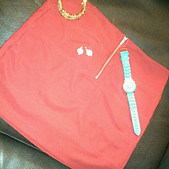 Red pencil skirt