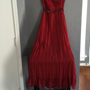 Beautiful Blue Red Maxi dress w/Ruffles @bottom
