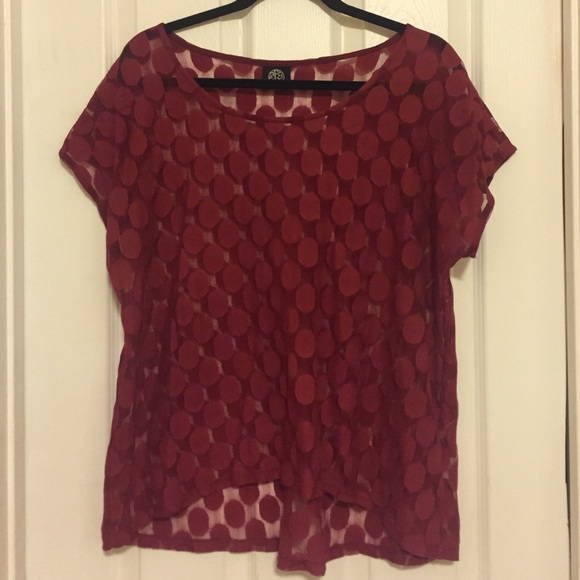 red lace see through top
