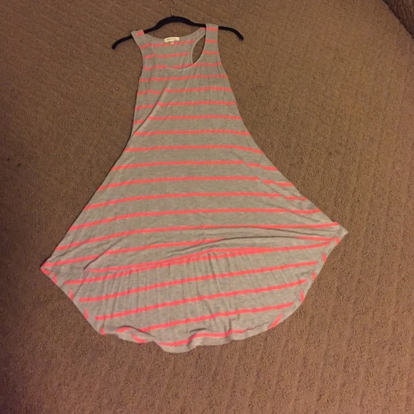 Racer back Tank Top Stripped High- Low dress