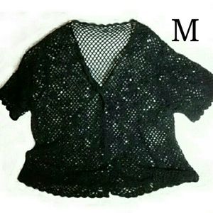 #4 New! Black Lace Cover Up Crochet Shrug