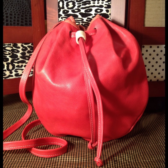 Italian Coral/Red Leather Handbag