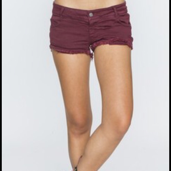 Brandy Melville Maroon Cut-Off Shorts Size 44