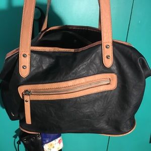 Brown and black purse
