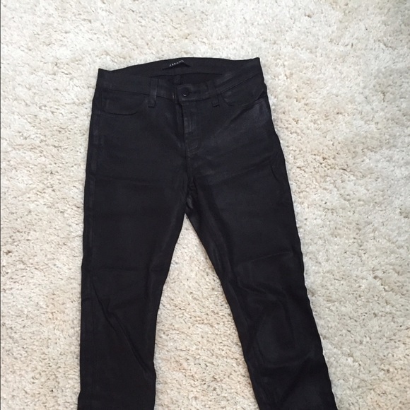 J Brand Black Coated Skinny Jeans - Size 27