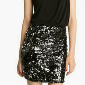 Express Sequin Sequined Skirt/Tube Top Sz S