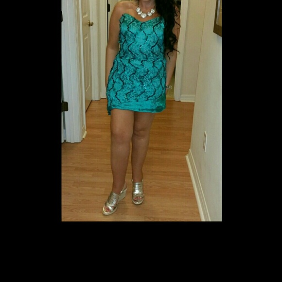 Custom made turquoise and green dress