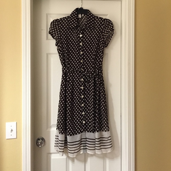 Polka Dot Vintage-Style Midi Dress. Size 10.