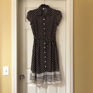 Polka Dot Vintage-Style Midi Dress. Size 10.