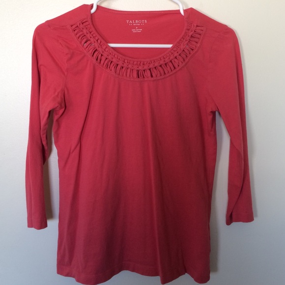 Dark Coral Talbots Shirt with Braided Collar