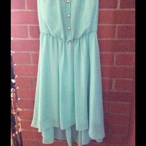 Sea foam Guess High/Low Strapless Dress Size Small