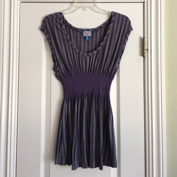 Plenty by Tracey Reese purple/grey stripe t-shirt