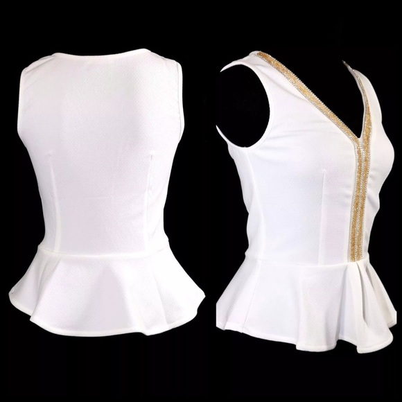 ‼️LAST CALL PRICE FIRM Textured Peplum Bead Top - Picture 2 of 4