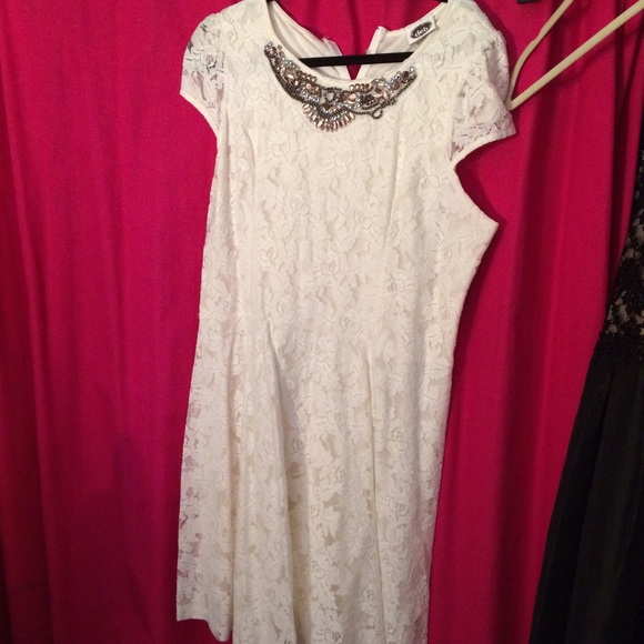White Lace Dress with Beading