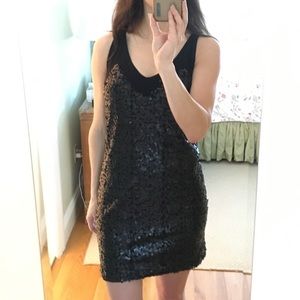 Aqua black sequin dress