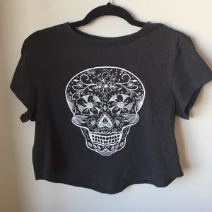 Grey sugar skull crop top