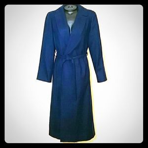 Virgin wool tie waist trench coat