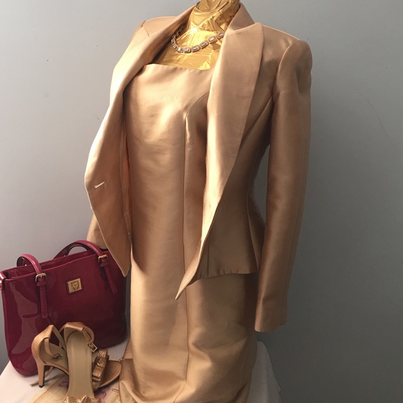 Talbots Dresses & Skirts - Talbots 💕Gold Dress & Matching Jacket💕💛💜💕