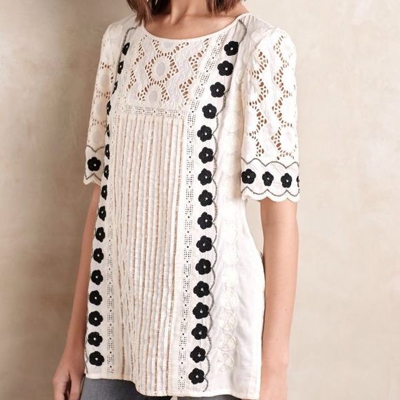 Floreat Veille Floral Lace Jewel Tunic Top 6