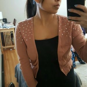 Pink Crop Cardigan Sweater