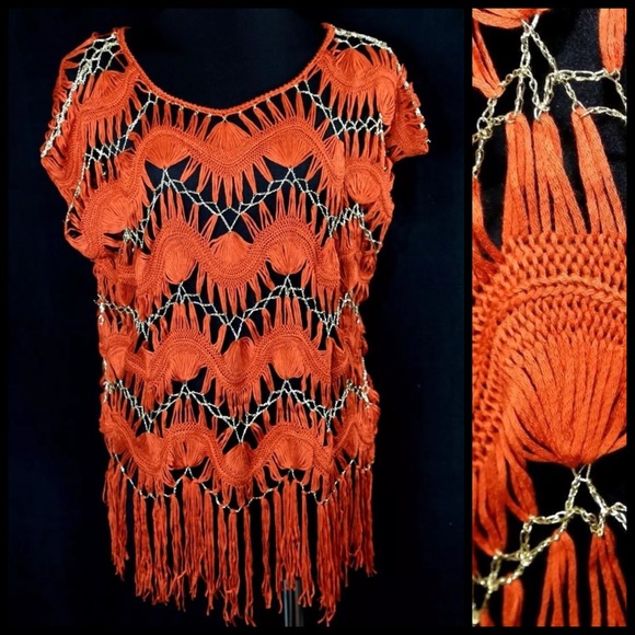 ‼️LAST CALL PRICE FIRM D1 Metallic Open Weave Top - Picture 2 of 5