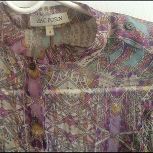 Zac Posen button up sheer blouse size