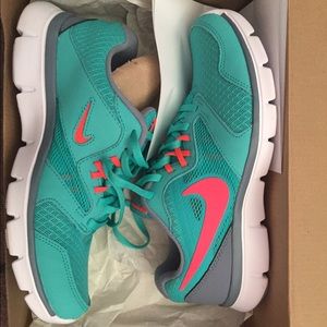 Blue pink & white nike running shoes