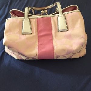 Coach large pink signature C purse