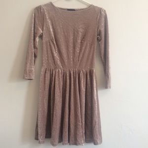 Top Shop skater dress w/ sparkly gold polka dots