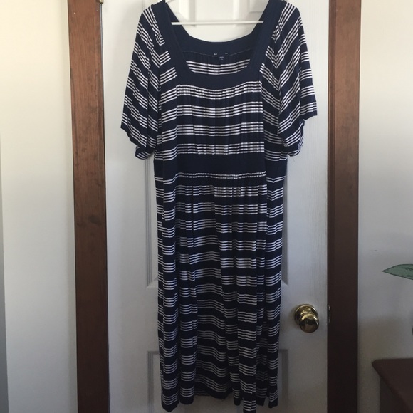 Navy and white striped dress