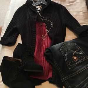 Black/dark charcoal colored cardigan
