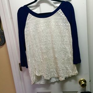 Charming Charlie 3/4 sleeve, high low shirt